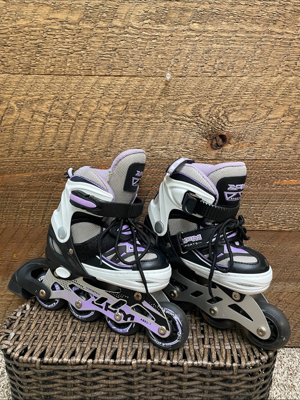 2PM SPORTS Girls’ Adjustable Inline Skates Light Up Wheels Purple Small 10C-13C